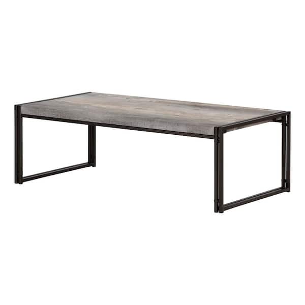 South Shore Gimetri 47.25 in. Soft Gray Rectangle MDF Coffee Table with Double Metal Legs