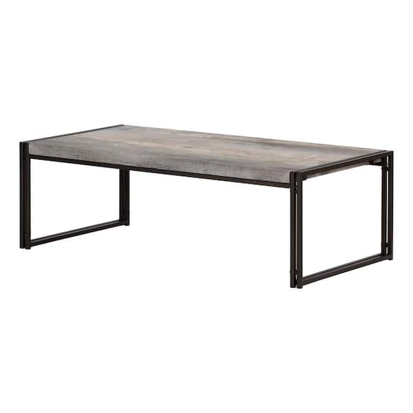 South Shore Gimetri 47.25 in. Soft Gray Rectangle MDF Coffee Table with Double Metal Legs