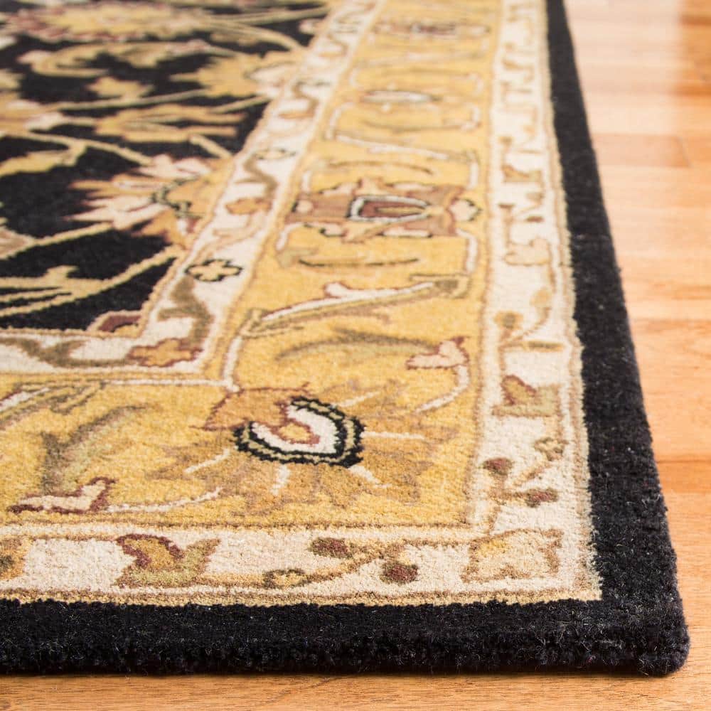 Classic Black and Gold Hand-Tufted Wool Area Rug 2'3" x 4'