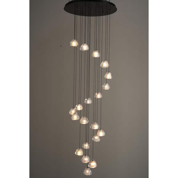 Modern Chandelier 24 in. 20-Lights Black Chandelier for Dining Room, Living Room, Foyer, Bedroom
