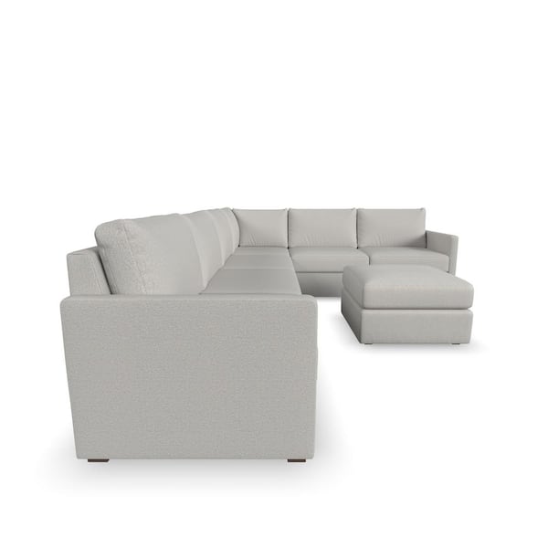 Flex 133 in. W Straight Arm 6-piece Performance Polyester Fabric Modular Sectional Sofa with Bumper Ottoman Light Gray