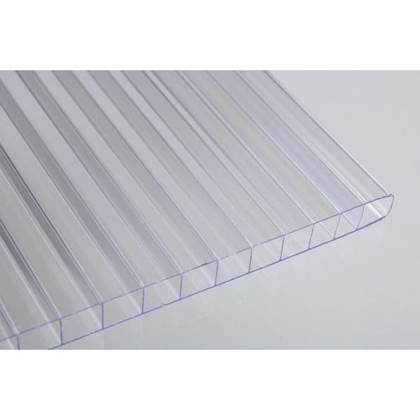 Ejoy 72 in. L x 27.5 in. W x 0.31 in. Corrugated Polycarbonate Plastic Clear Twin Wall Roofing Panel (Set of 4-Piece)