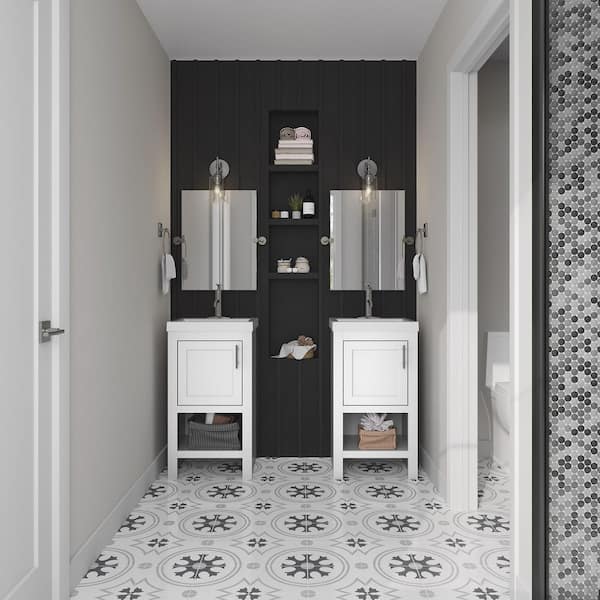 Spa 18.5 in. W x 16.25 in. D x 33.75 in. H Single Sink Bath Vanity in White with White Cultured Marble Top