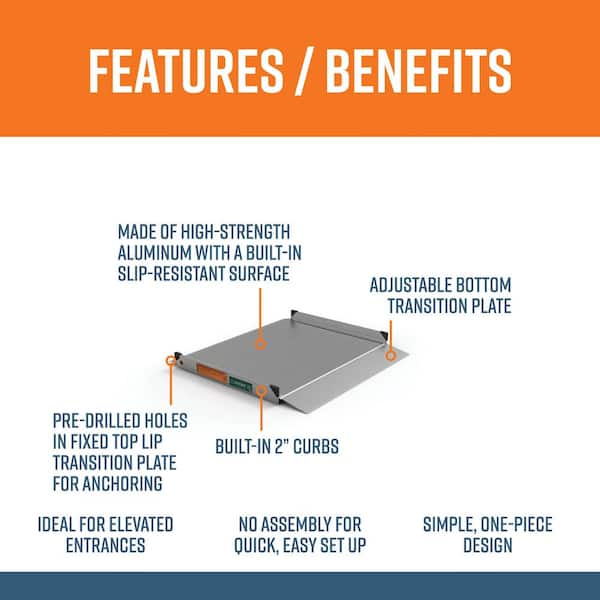 GATEWAY 3G 3 ft. Aluminum Solid Surface Wheelchair Ramp