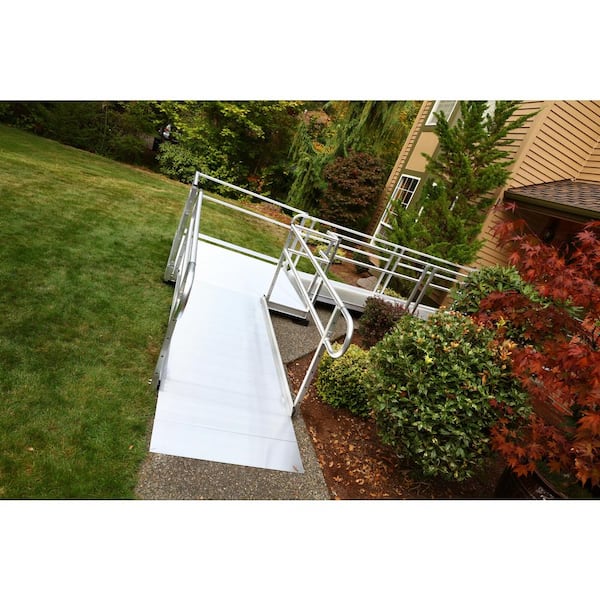 Line Rider Ramp EZ-ACCESS PATHWAY 10 ft. L-Shaped Aluminum Wheelchair Ramp Kit with ...