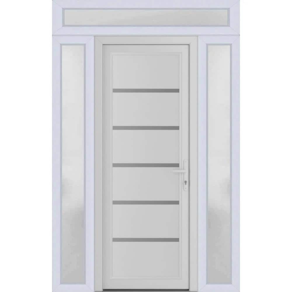 60 in. x 80 in. Right-hand/Inswing Frosted Glass White Silk Steel Prehung Front Door with Hardware price history on PriceWatchPro