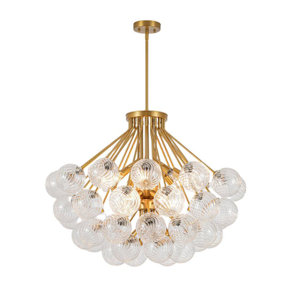 Newlin 15-Light Modern Sputnik Gold Tiered Glass Globe Chandelier with Twisted Clear Glass for Foyer Dining Room price history on PriceWatchPro