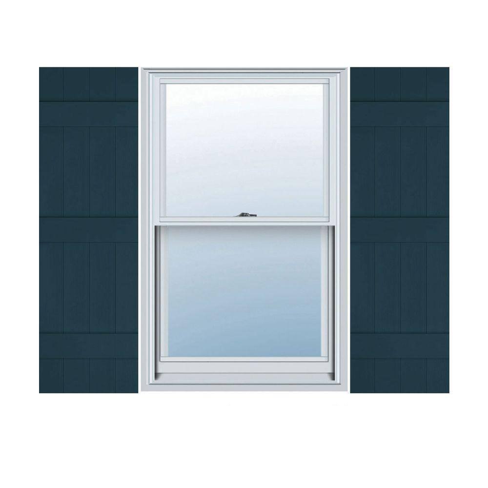 Midnight Blue 59" Board-n-Batten Vinyl Shutters with Installation Kit