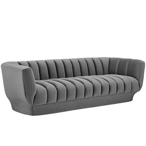 Gray Channel Tufted Velvet, Are Tufted Sofas Comfortable