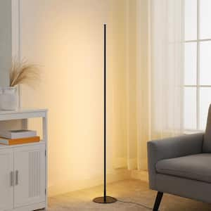 57.5 in. Black LED Dimmable Standing Floor Lamp for Living Room with Remote Control