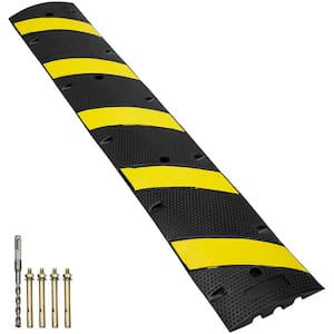 72 in. x 11.81 in. Cable Protector Ramp-2 Channel 22000 lbs. Load Raceway Cord Cover Rubber Speed Bump for Traffic Roads
