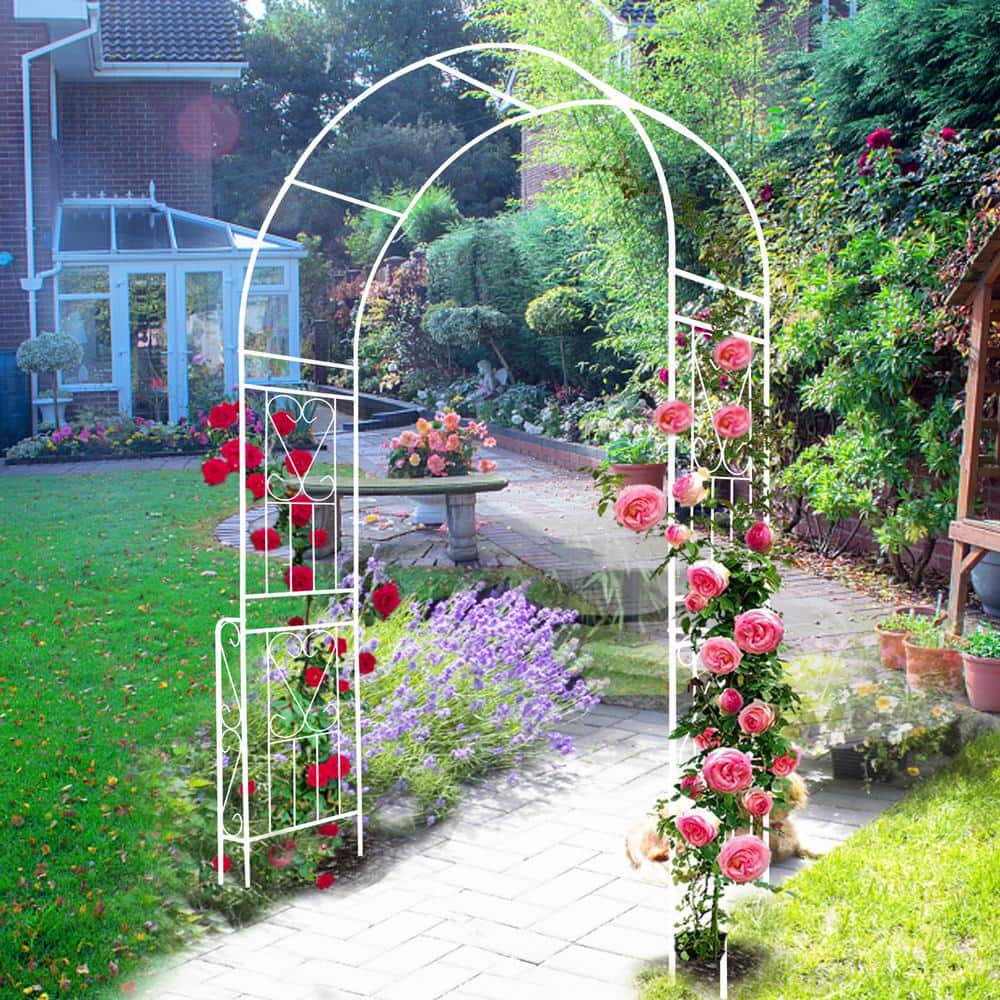 94.5 in. x 55 in. Metal Garden Arch Garden Arbor Trellis Climbing Plants Su