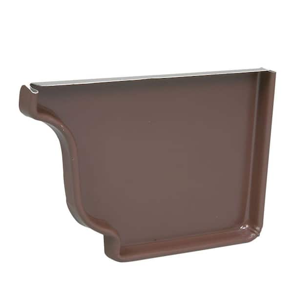 Amerimax Home Products 5 in. Brown Aluminum K-Style Right End Cap Special Order