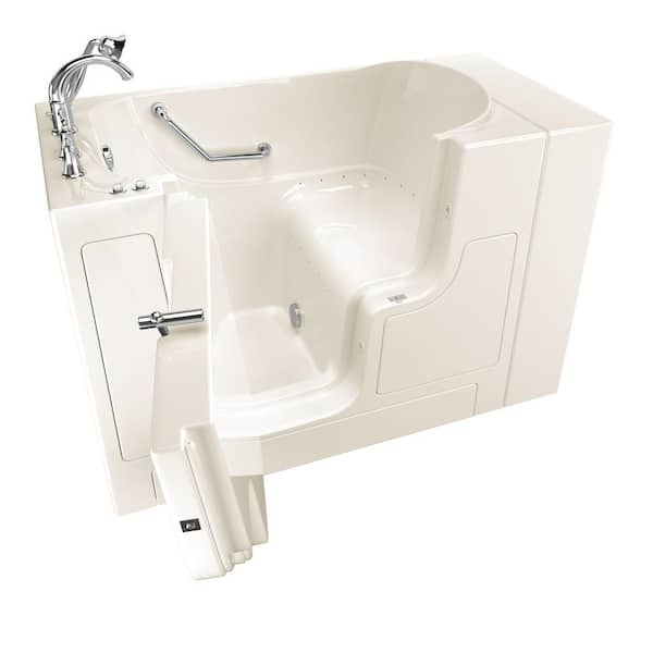 American Standard Gelcoat Value Series 52 in. x 30 in. Left Hand Walk-In Air Bathtub with Outward Opening Door in Linen