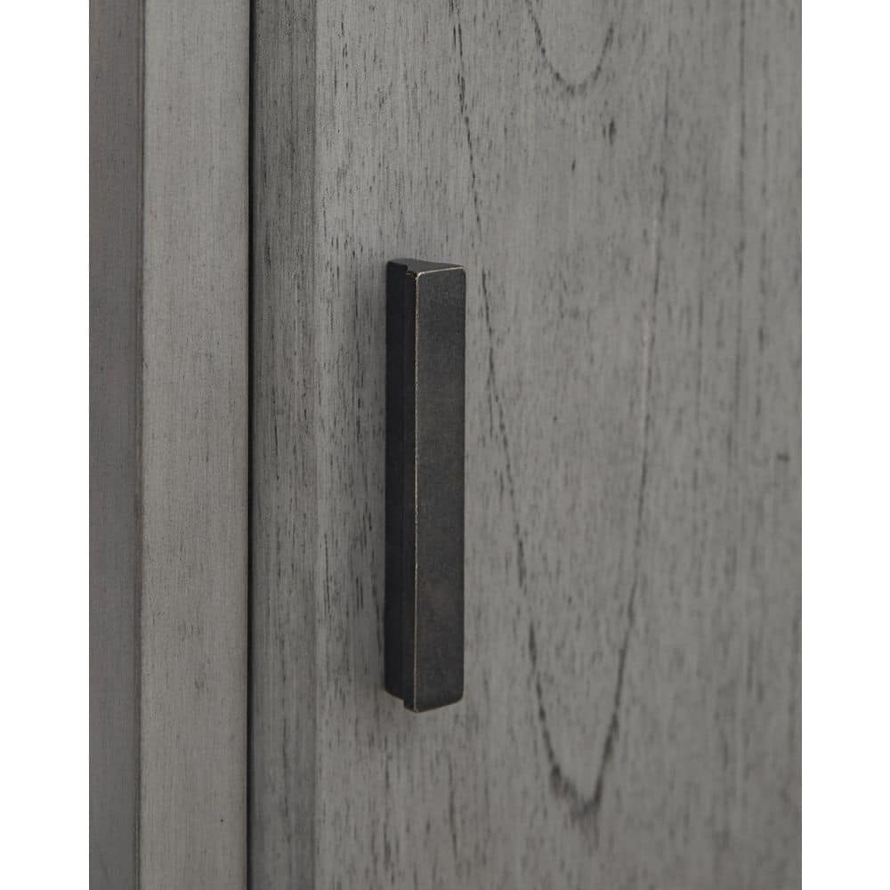 Gray Wood Rectangular End Table with Storage and USB Ports