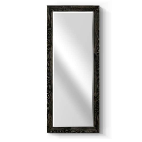 Wexford Home Beveled Edge Framed 25 in. W x 61 in. H Rectangle Wood Black Mirror