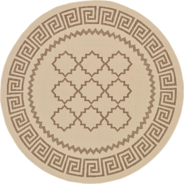 Unique Loom Outdoor Stars Beige 6' 0 x 6' 0 Round Rug