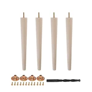 16 in. x 1-3/4 in. Mid-Century Unfinished Hardwood Round Taper Leg (4-Pack)