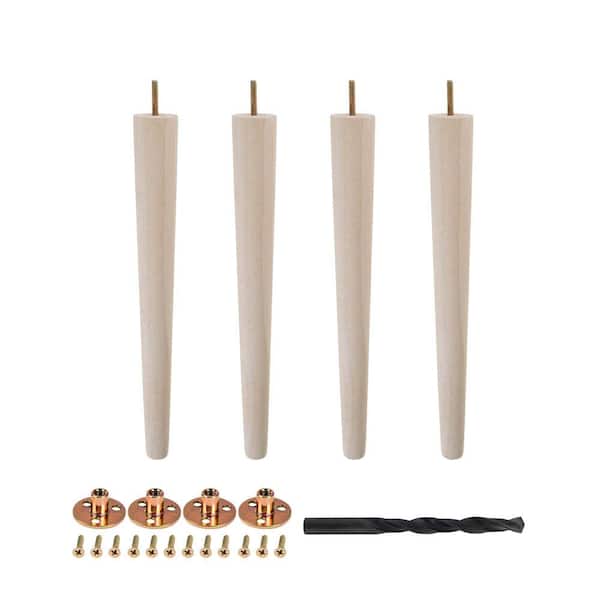 16 in. x 1-3/4 in. Mid-Century Unfinished Hardwood Round Taper Leg (4-Pack)
