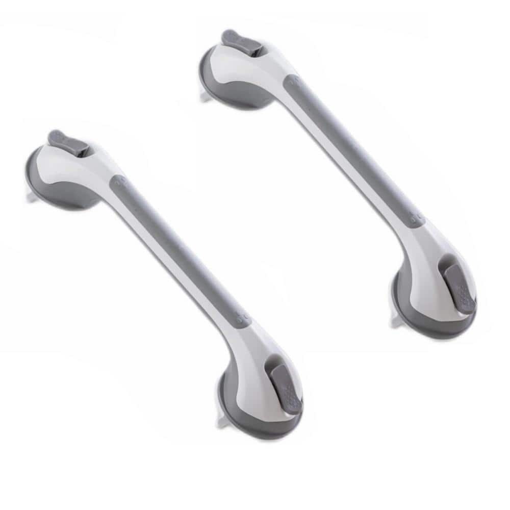 16.8'' Grey Plastic Suction Shower Grab Bars, 2-Pack