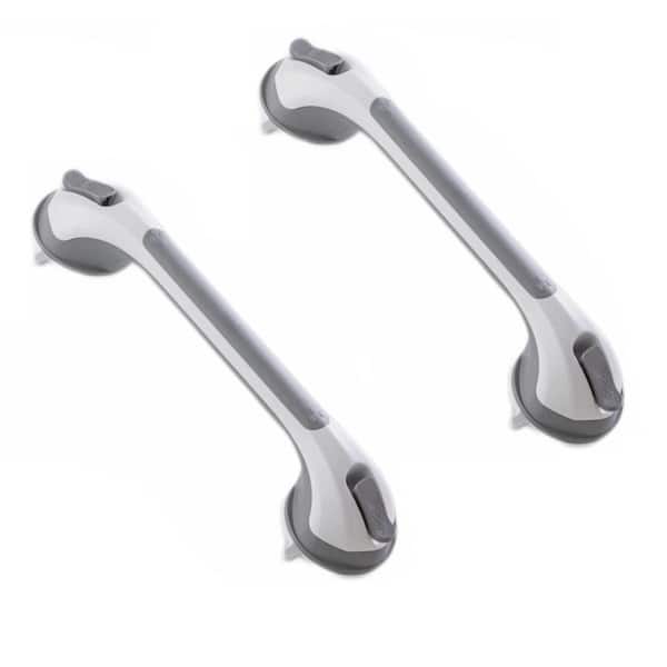 Adrinfly 16.8 in. Concealed Screw Suction Grab Bars for Bathtubs and Showers for Elderly Removable in Grey (2-Pack)