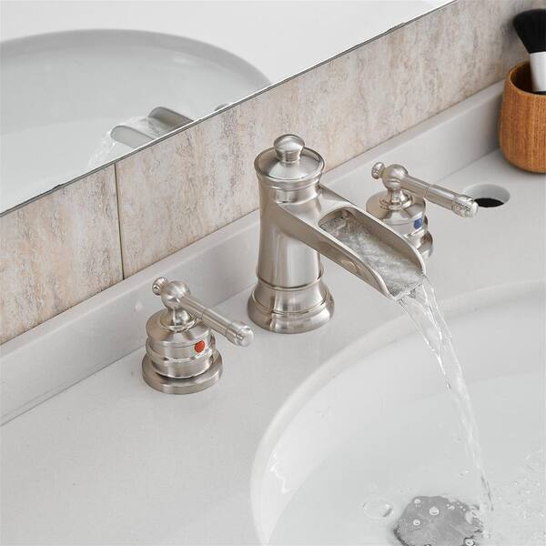 瀑布78 FLG 8 in. Widespread Double Handle Bathroom Faucet with Pop