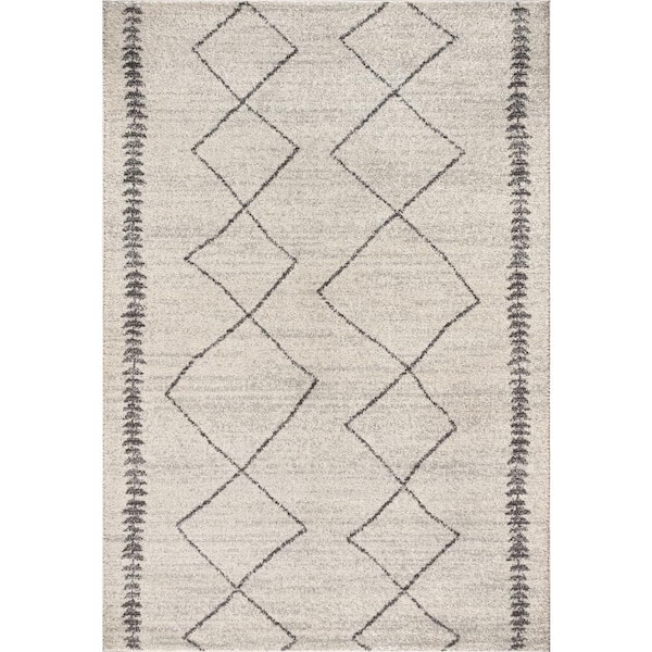 Zaina Moroccan Beni Souk Cream/Gray 5 ft. x 8 ft. Area Rug