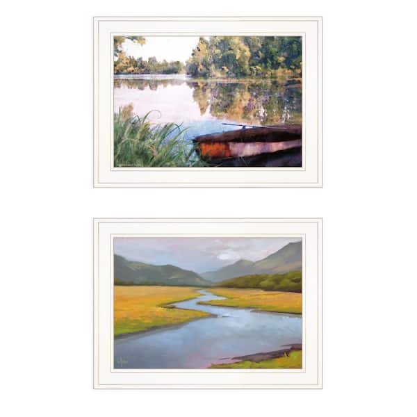 Unbranded "Serene Water" 2-Pcs by Bluebird Barn and William Hawkins White Framed Nature Art Print 19 in. x 15 in.