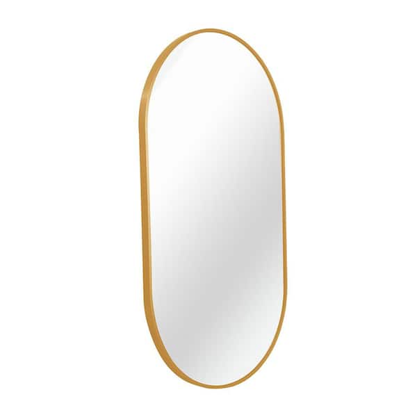 Gold 20 in W x 28 in. H Glam Oval Aluminium Alloy Framed Mirror Wall Mirror Wall Decor Mirror