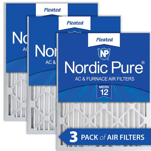 Nordic Pure 16 in. x 24 in. x 2 in. Allergen Pleated MERV 12 Air Filters (3-Pack)