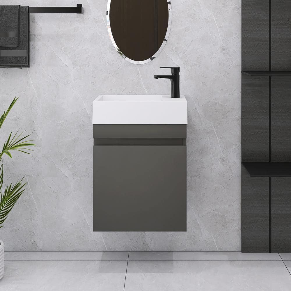 18 in. W x 10 in. D x 21 in. H Single Sink Wall-Mounted Bathroom Vanity in 