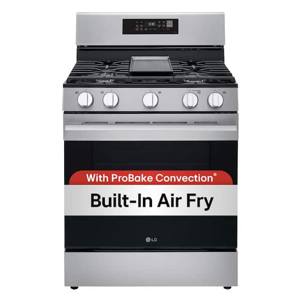 30 in., 6.3 cu. ft. Smart ProBake Convection 5-Burner Gas Single Oven Range w/ Air Fry and Easy Clean in Stainless Steel