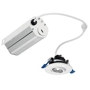 Direct-to-Ceiling 2 in. Round Mini Gimbal White 3000K Integrated LED Canless Recessed Light Kit