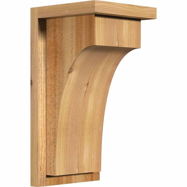 Ekena Millwork 8 in. x 8 in. x 16 in. Western Red Cedar Huntington Rough Sawn Corbel with Backplate