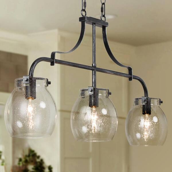 LNC 25 in. Black Chandelier Modern Candlestick 3-Light Industrial ...