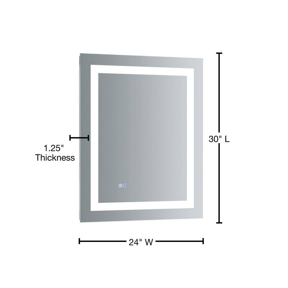 Sleek 24"x30" Transitional LED-Lit Frameless Vanity Mirror