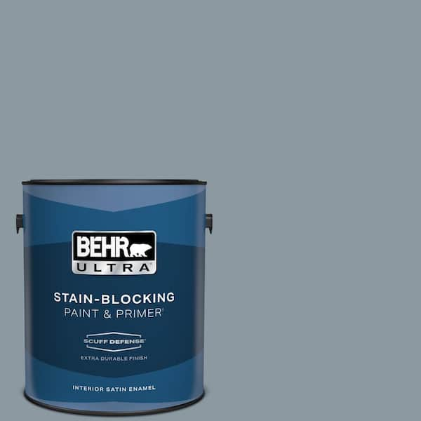 BEHR ULTRA 1 gal. #N490-4 Teton Blue Extra Durable Satin Enamel Interior Paint & Primer