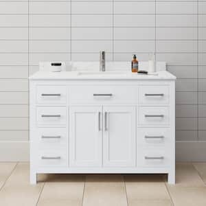 Beckett 48 in. W x 22 in. D x 35 in. H Single Sink Bathroom Vanity in White with Carrara Cultured Marble Top