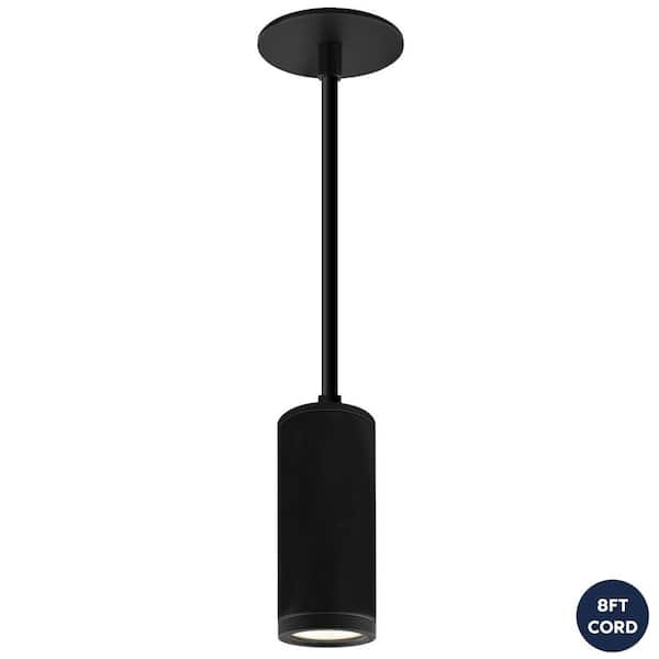 2.5 in. 1-Light Black Cylinder LED Hardwired Pendant Light, 5CCT, 1100LM, 15W,CRI90 Dimmable 8 ft. Mount Cable, 120-277V