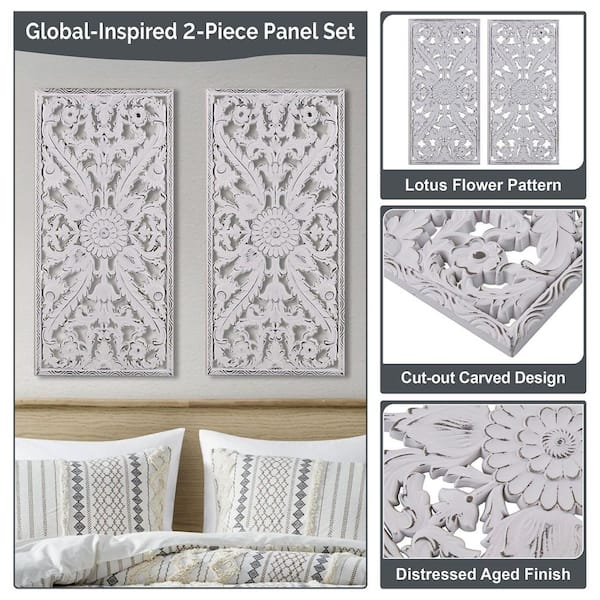 マディソンパーク ウォールパネル ダマスク柄 Damask Wood Panel Amazon.com: Madison Park Wall Art Living Room Décor