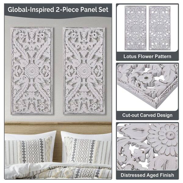マディソンパーク ウォールパネル ダマスク柄 Damask Wood Panel Olliix by Madison Park Damask Wood Panel Wood Carved Wall