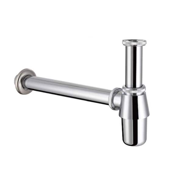 Numhew 5.91 in. H x 11.61 in. W x 1.25 in. D Chrome Bathroom Basin Sink Bottle Trap Waste Pipe Kit with 1-1/4 in. Slip Inlet