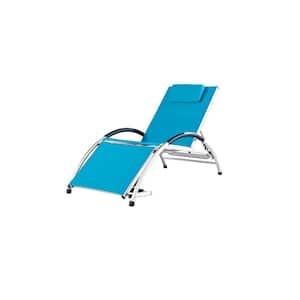Dockside White Frame Reclining Aluminum Outdoor Lounge Chair in Turquoise