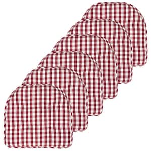 Buffalo Checkered Memory Foam 17 in. x 16 in. U-Shaped Non-Slip Indoor/Outdoor Chair Seat Cushion Wine/White (6-Pack)