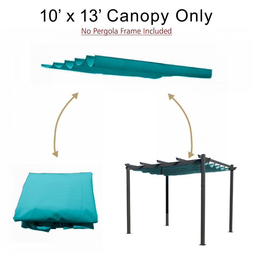 Morgan Outdoor 10 ft. x 13 ft. Pergola with Blue Retractable Sun Shade Canopy