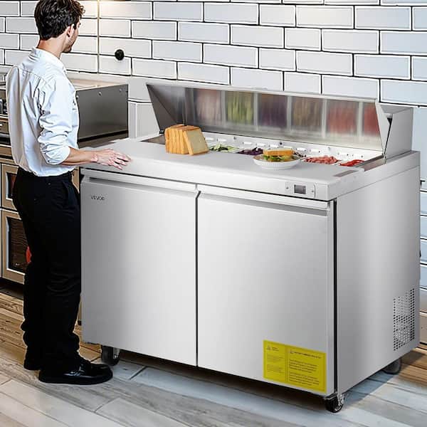 Commercial Refrigerator 48 in. Sandwich Prep Table 12.5 cu. ft Stainless Steel Refrigerated Food Prep Station in Silver