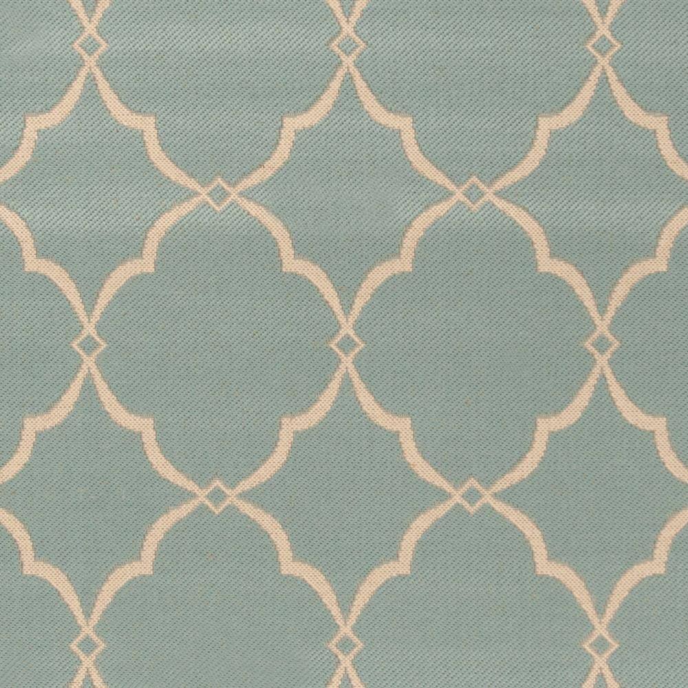 Aqua and Cream Geometric Indoor/Outdoor Area Rug