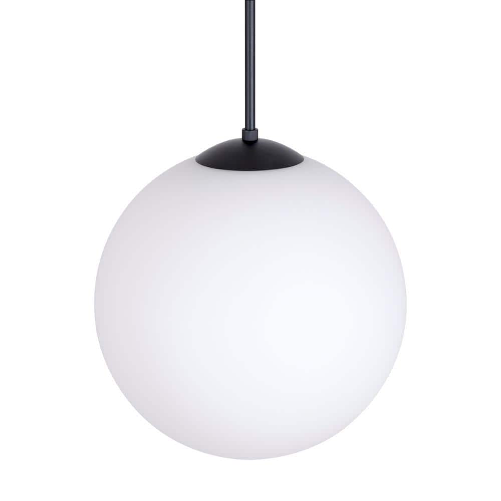 Selene 14" Black Steel and Glass Globe Pendant Light