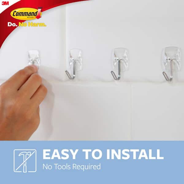 Command 1/2 lb. Small Clear Wire Hooks (3 Hooks, 4 Strips) 17067CLR-ES -  The Home Depot