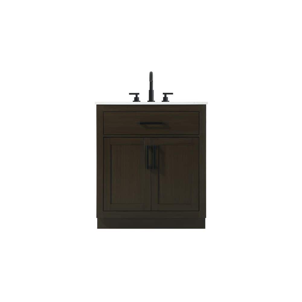 30 in. Single Sink Mocha Brown Bath Vanity with White Engineered Marble Top price history on PriceWatchPro